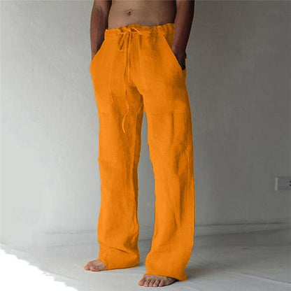 Herrenhose mit elastischem Bund, Kordelzug und geradem Schnitt aus strukturiertem Gewebe