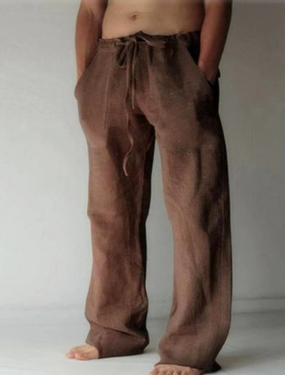 Herrenhose mit elastischem Bund, Kordelzug und geradem Schnitt aus strukturiertem Gewebe