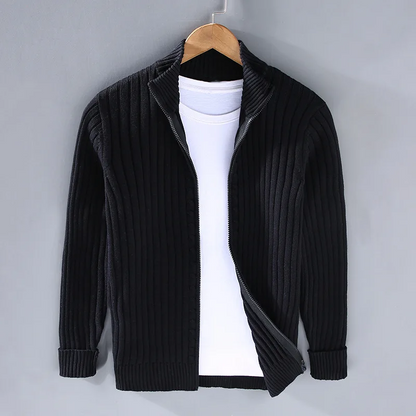 Elegante Herren-Strickjacke im Ripp-Design – Zeitlos, Weich & Bequem