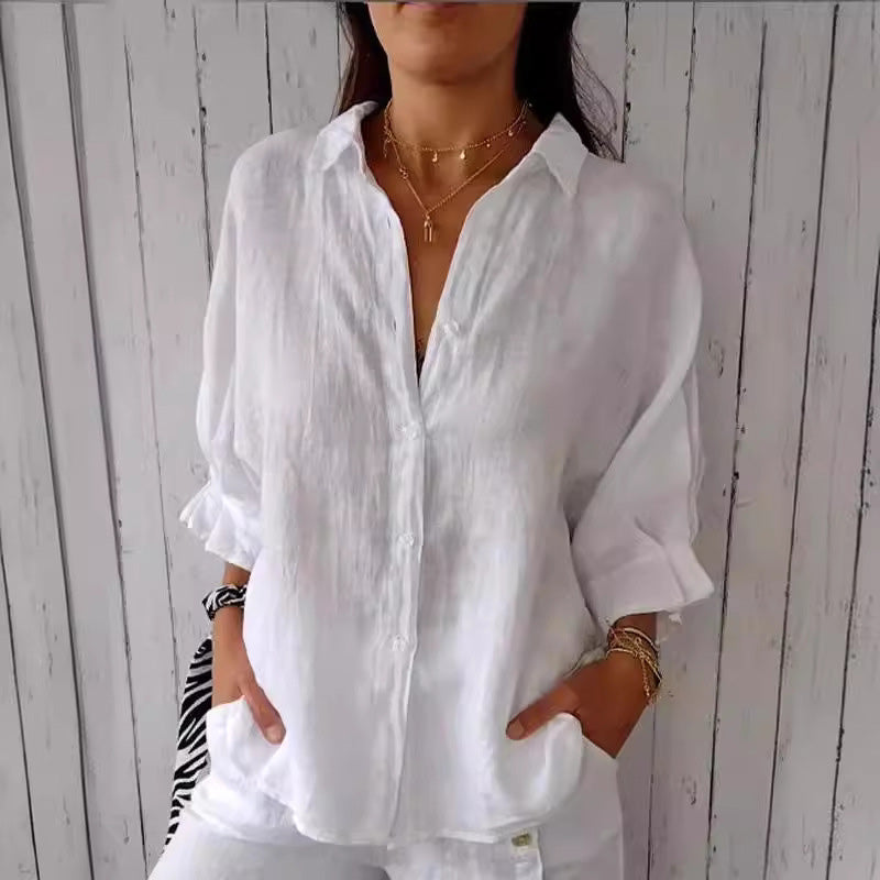 Bluse mit Hemdkragen und aufgesetzten Taschen