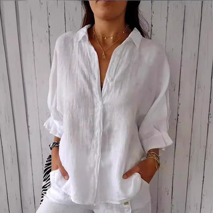 Bluse mit Hemdkragen und aufgesetzten Taschen