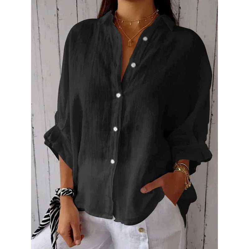 Bluse mit Hemdkragen und aufgesetzten Taschen