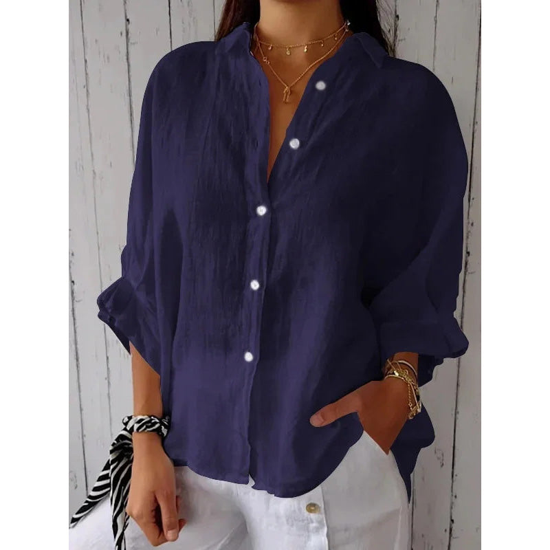 Bluse mit Hemdkragen und aufgesetzten Taschen