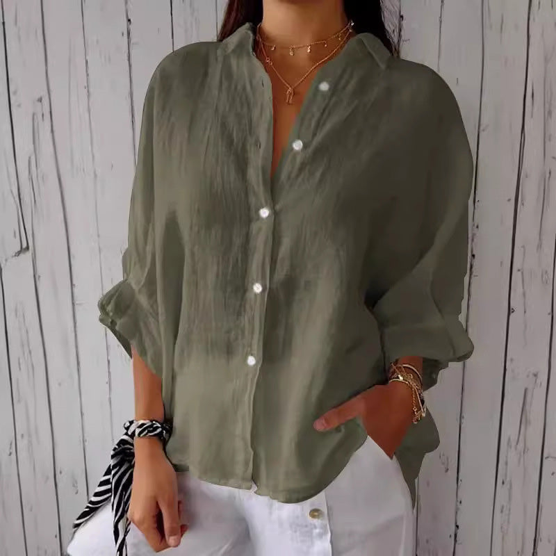 Bluse mit Hemdkragen und aufgesetzten Taschen