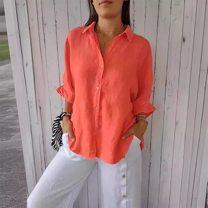 Bluse mit Hemdkragen und aufgesetzten Taschen