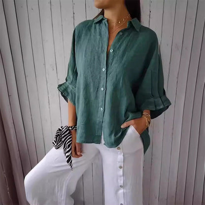 Bluse mit Hemdkragen und aufgesetzten Taschen