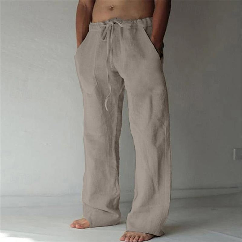Herrenhose mit elastischem Bund, Kordelzug und geradem Schnitt aus strukturiertem Gewebe