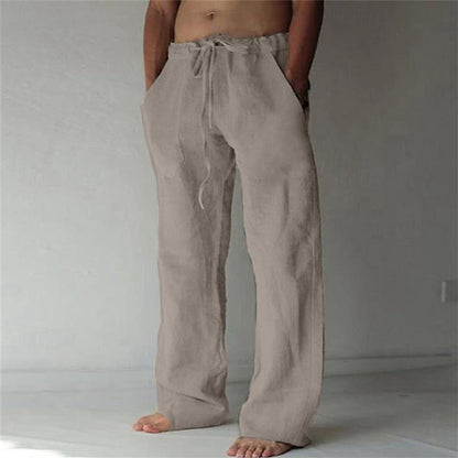 Herrenhose mit elastischem Bund, Kordelzug und geradem Schnitt aus strukturiertem Gewebe