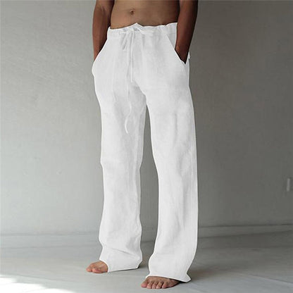 Herrenhose mit elastischem Bund, Kordelzug und geradem Schnitt aus strukturiertem Gewebe