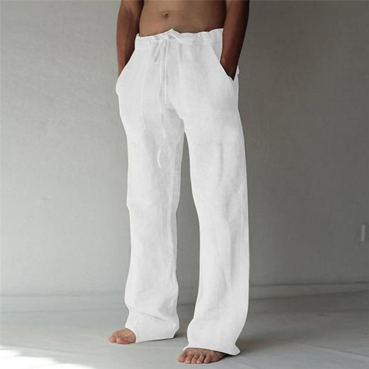 Herrenhose mit elastischem Bund, Kordelzug und geradem Schnitt aus strukturiertem Gewebe